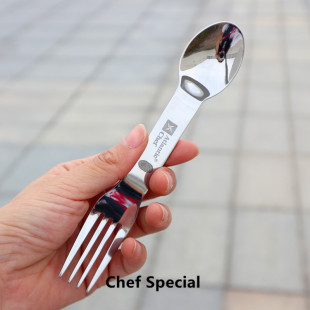 不锈钢主厨勺叉 主厨试味勺 叉二合一 台湾六协 勺叉一体 试吃匙
