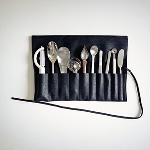 创意厨师西餐摆盘镊子套装酱汁笔量勺勺工具便携收纳包摆盘不锈钢