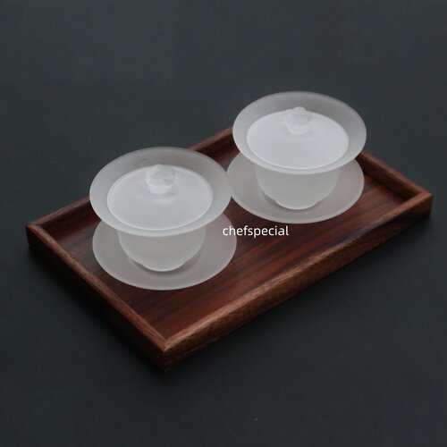 冰卡布奇诺创意磨砂玻璃盖碗下午茶山野风胡恰同款甜品餐具盘子