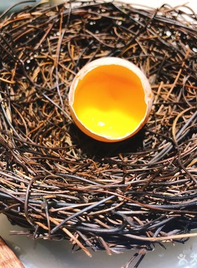 深色鸟巢盘饰冷菜盘意境菜雀鸟巢盘饰点缀装饰创意酒店摆盘花草