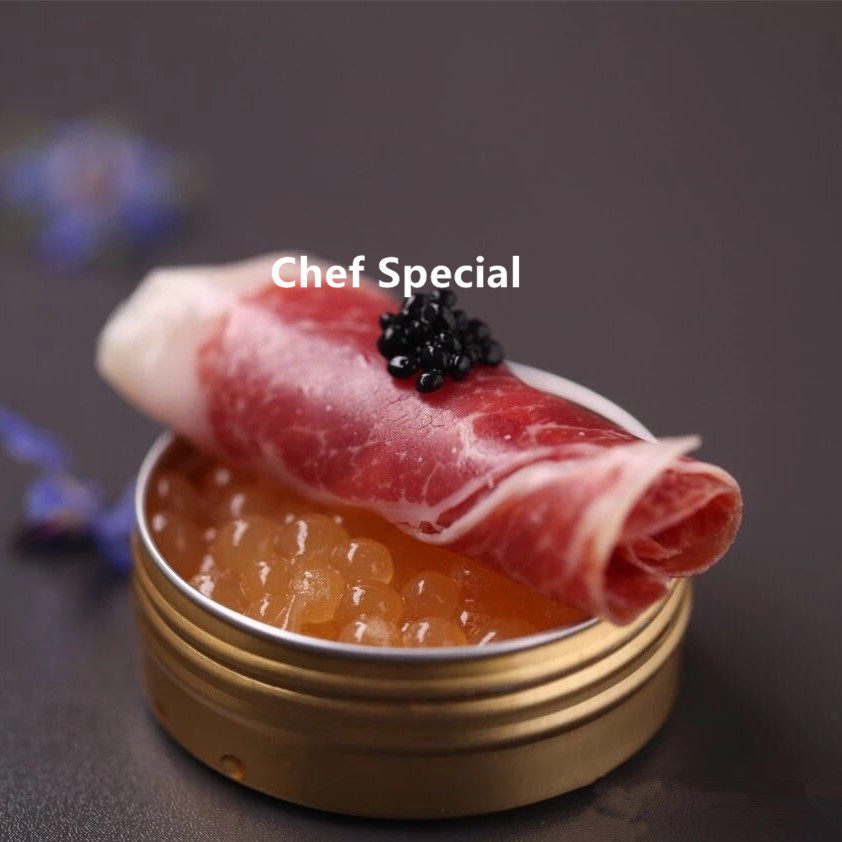 分子料理餐具不锈钢鱼子酱盒餐具器皿盘创意盘饰 鱼籽酱铁盒金色