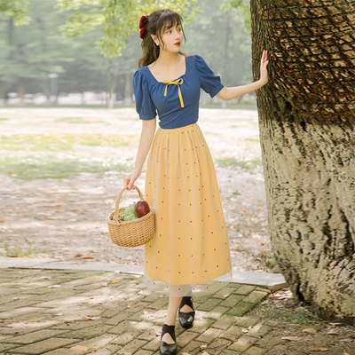 速发穿搭套装在逃白雪公主裙子成人服多巴胺游园装连衣裙