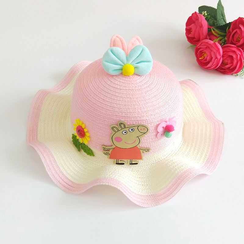 夏季婴儿小猪花朵遮阳帽1-2-3岁小公主太阳帽夏天女宝宝防晒帽子