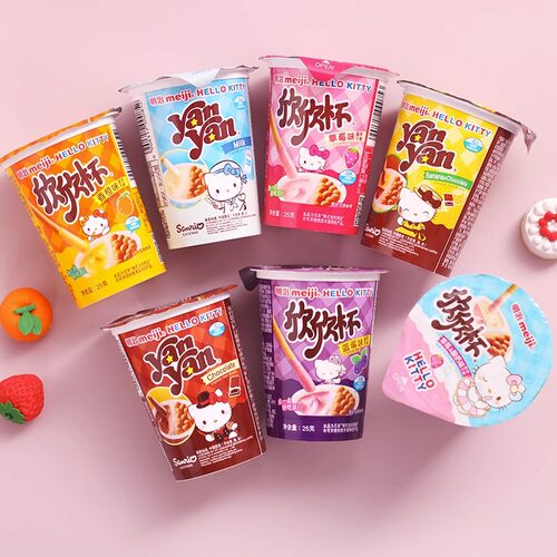 Meiji明治欣欣杯Kitty猫巧克力酱手指饼干棒宝宝高级网红儿童零食