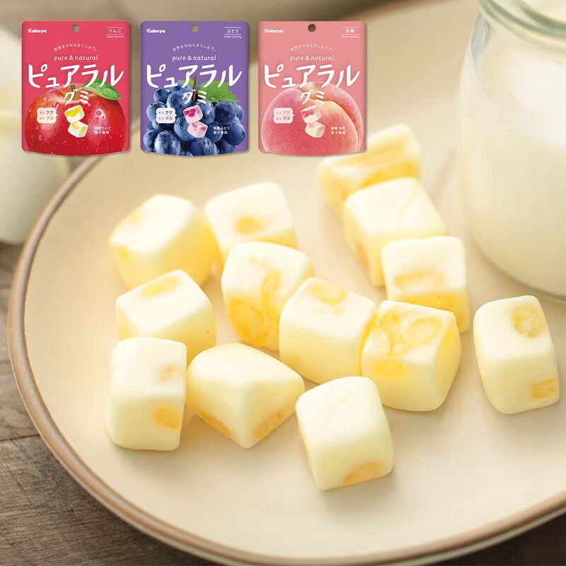 日本进口网红小零食卡巴也Kabaya白桃味水果汁棉花软糖高颜值糖果