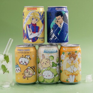 台湾0CEAH BOM白葡萄风味气泡水chiikawa联名饮料动漫夏日冰饮品