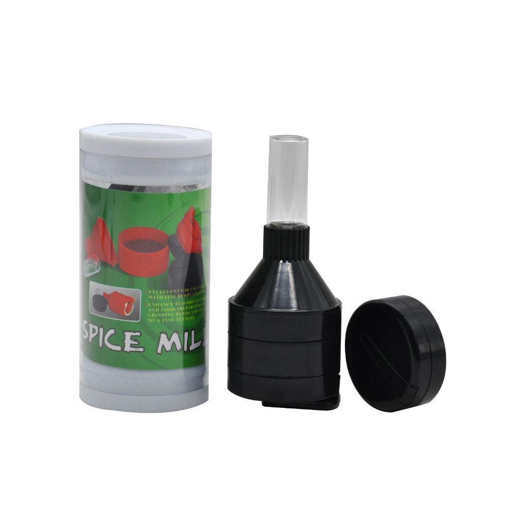 跨境新款个性折叠塑料手摇磨烟器金属43MM斗草碎烟研磨器 grinder