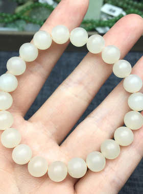 正品和田玉手串蜂蜜水白玉散珠手链女礼物天然玉石手串