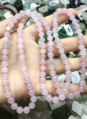 粉色6mm圆珠多圈手串 玉质细腻油润 珠子颗颗甄选 颗颗饱满