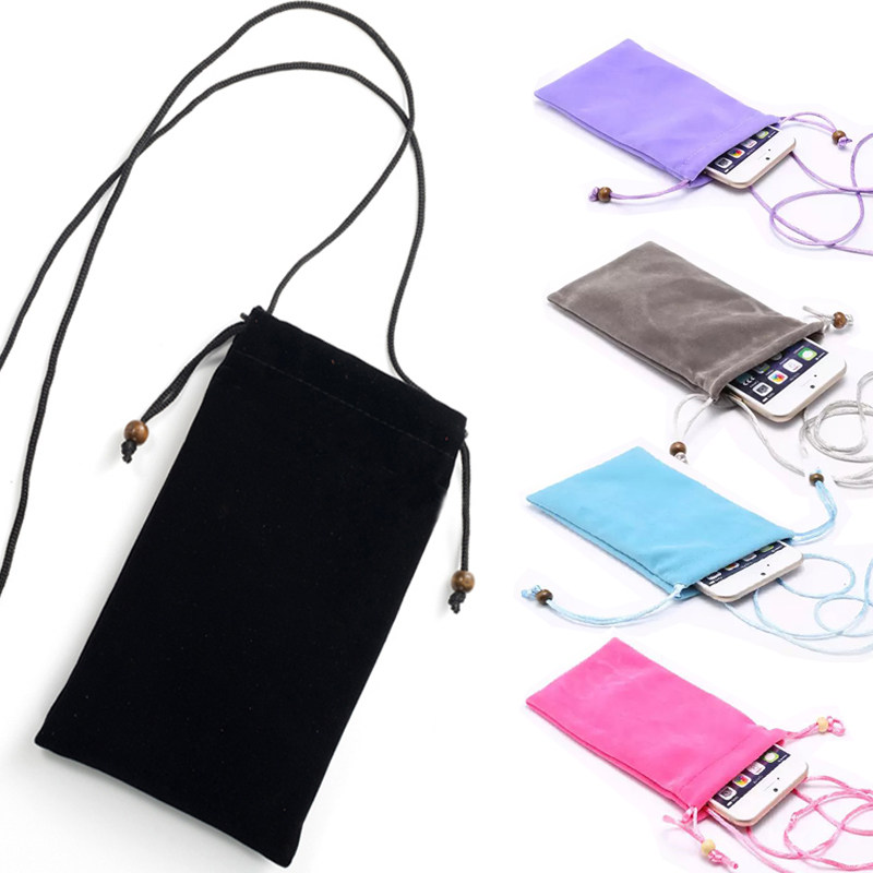 适用华为vivo苹果16三星手机套斜挎挂绳oppo布袋子小折叠机手机包