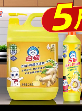 白猫洗洁精去油除腥大桶家用厨房清洁剂生姜去腥不伤手家庭实惠装