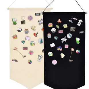 时尚饰品耳环挂墙旗扣针收藏布徽章收纳挂布皮领带收纳纪念币收纳