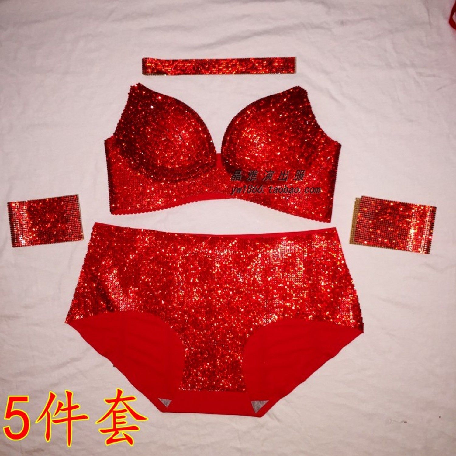 定制女歌手钢管演出水钻亮钻手工烫钻演出文胸套装