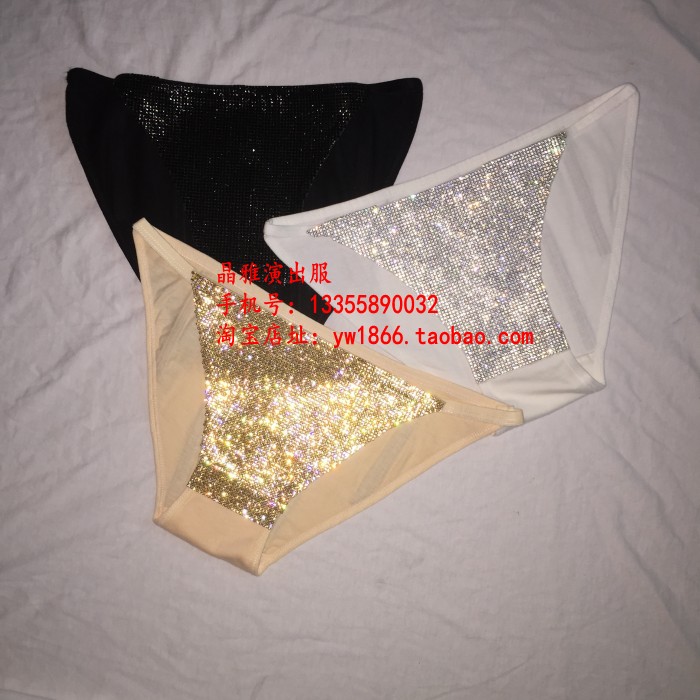 新款夜店酒吧女歌手DJ演出服现代领舞服修身满钻绑带短裤 亮钻