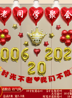 老同学聚会现场布置教室背景墙20周年同学会气球拉花酒店装饰套餐
