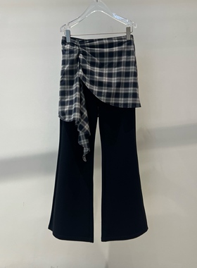 店艾诺丝2026春季新款格纹屁帘微喇裤女百搭显瘦微喇叭裤BR311117