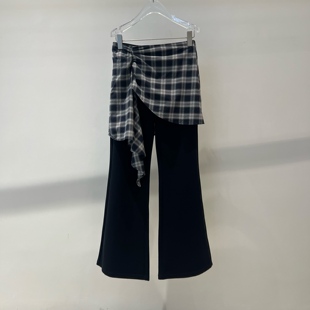 店艾诺丝2026春季新款格纹屁帘微喇裤女百搭显瘦微喇叭裤BR311117
