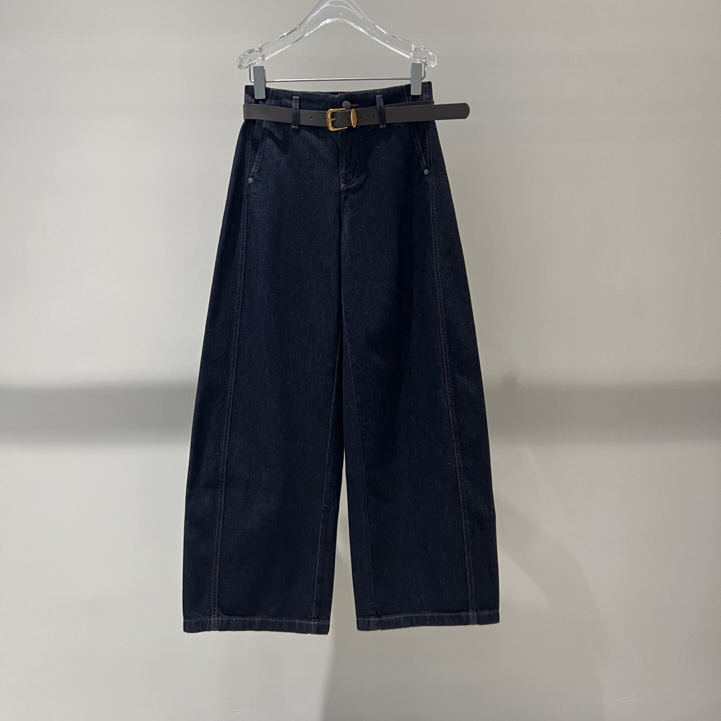 复古高腰显瘦直筒阔腿牛仔裤女