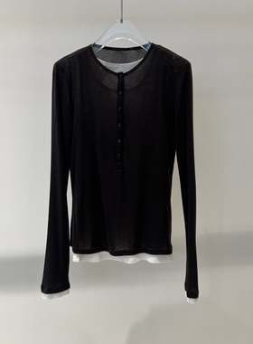 店艾诺丝2026春季新款通勤风假两件圆领百搭修身针织上衣BR601155