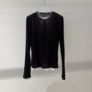 店艾诺丝2026春季新款通勤风假两件圆领百搭修身针织上衣BR601155