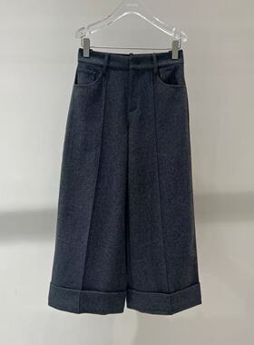 店艾诺丝2025秋季新款时尚百搭宽松显瘦高腰阔腿西装裤女AR304109