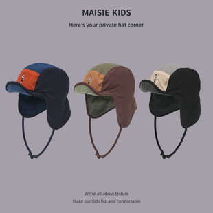 帽子男童2025新款冬儿童雷锋帽护耳户外登山帽防风羊羔绒飞行员帽