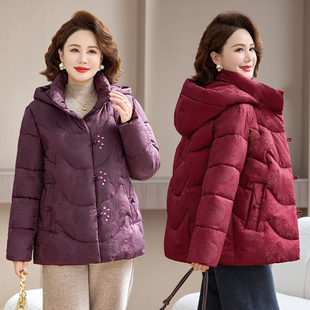 白鸭绒外套5060岁品牌高档袄子中老年女装 羽绒服时尚 短款 奶奶冬季