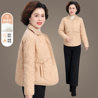 小个子妈妈秋冬羽绒棉服外套洋气中老年女士冬装轻薄棉衣保暖棉袄