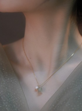 晴水绿兰玲花项链女S925银田园风天然和田玉锁骨链2024新款礼物