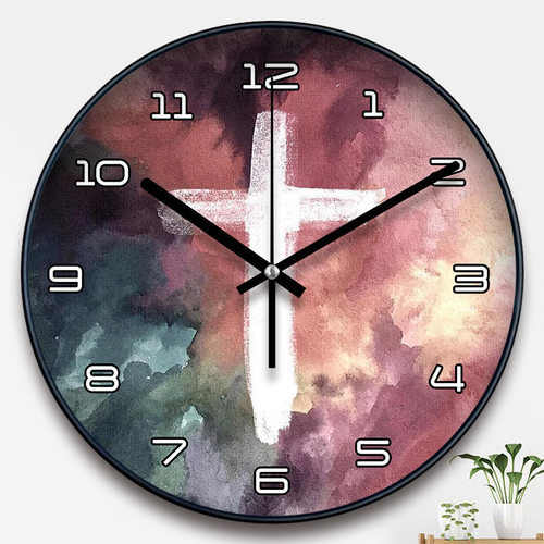 十字架钟表简约时尚家用时钟挂表现代创意石英钟