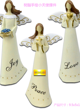 爱心小天使love(爱心）peace花篮 树脂雕塑彩绘天使摆件客厅书房