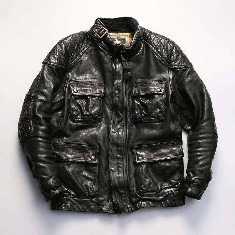 多口袋M65猎装植鞣牛皮夹克