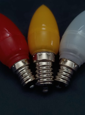 灯泡红色LED莲花灯E12螺口节能长明供佛灯E14蜡烛神台灯暖白黄色