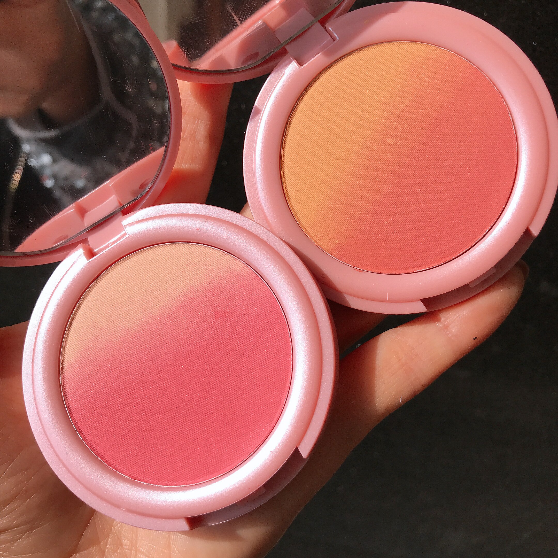 爆灯!微醺布朗金橘色梦幻渐变腮红蜜桃三色显白提亮肤色高光高潮