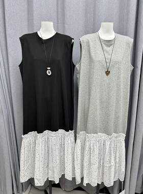 LZHOUSE 2025夏装新款荷叶边宽松背心连衣裙无袖娃娃裙