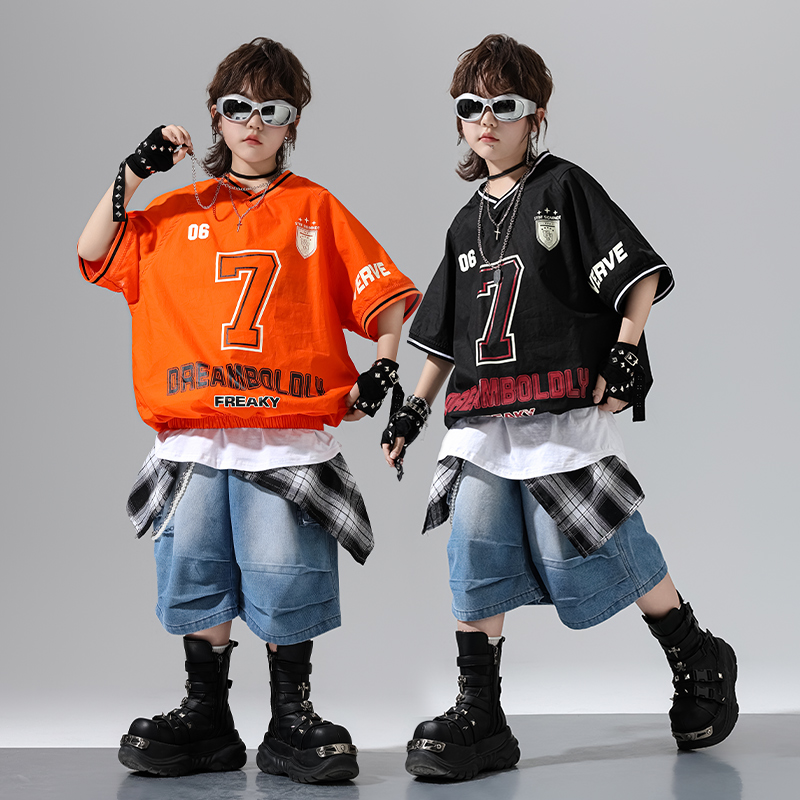 儿童街舞潮服演出服少儿嘻哈炸街潮牌套装男童hiphop走秀舞蹈表演