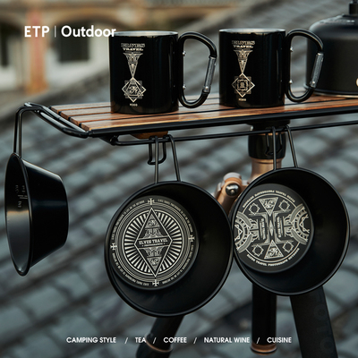 不锈钢雪拉碗黑化餐具便携雪拉杯