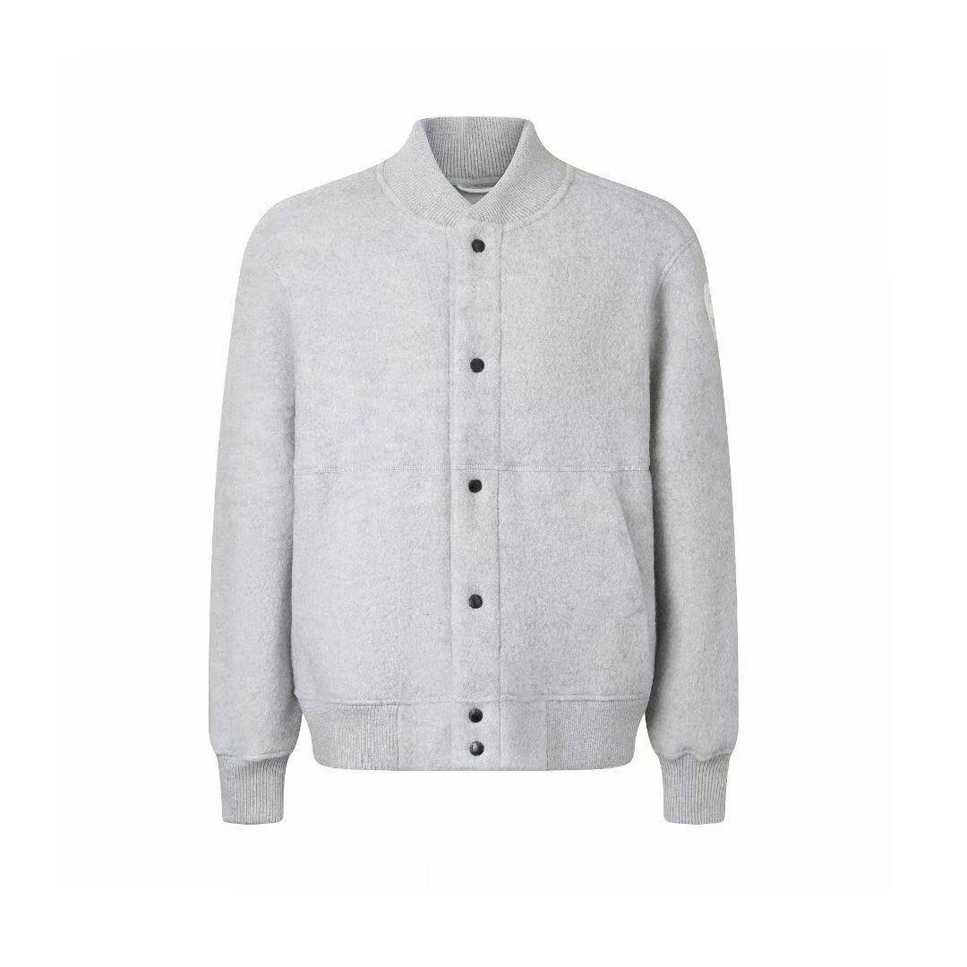 潮牌25FW秋冬新款鹅抓绒徽章羊毛混纺棒球领按扣夹克休闲男女外套