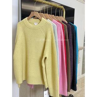 a08e 3针柳条羊毛混棉宽松圆领套头显瘦毛衣 BBE 2024秋冬新款