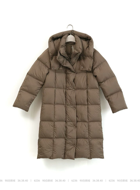 霍尔多巴吉90白鹅绒基础通勤保暖连帽经典中长款羽绒服6236