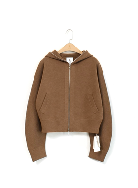 J家 美丽奴羊毛简约休闲连帽拉链针织开衫卫衣短外套7367