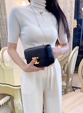 24早秋新款J家18针一体成型美丽奴羊毛堆堆高领修身针织短袖26602