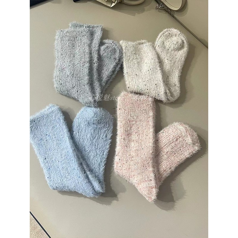 保暖舒适仿貂绒中筒袜