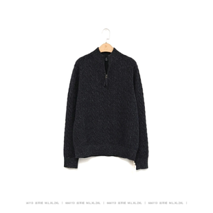 J家 7针扭绳丝羊绒拉链立领绅士绞花套头针织上衣男士666113