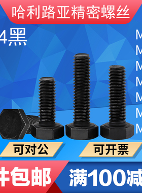 黑色304不锈钢DIN933外六角头加长螺丝钉超长全牙螺栓M3-M12