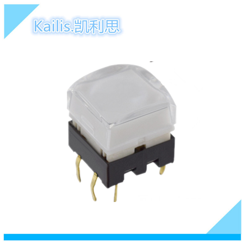 12*12带灯轻触开关 TS26透明盖子方形带灯 PCB高性能LED灯镀金脚
