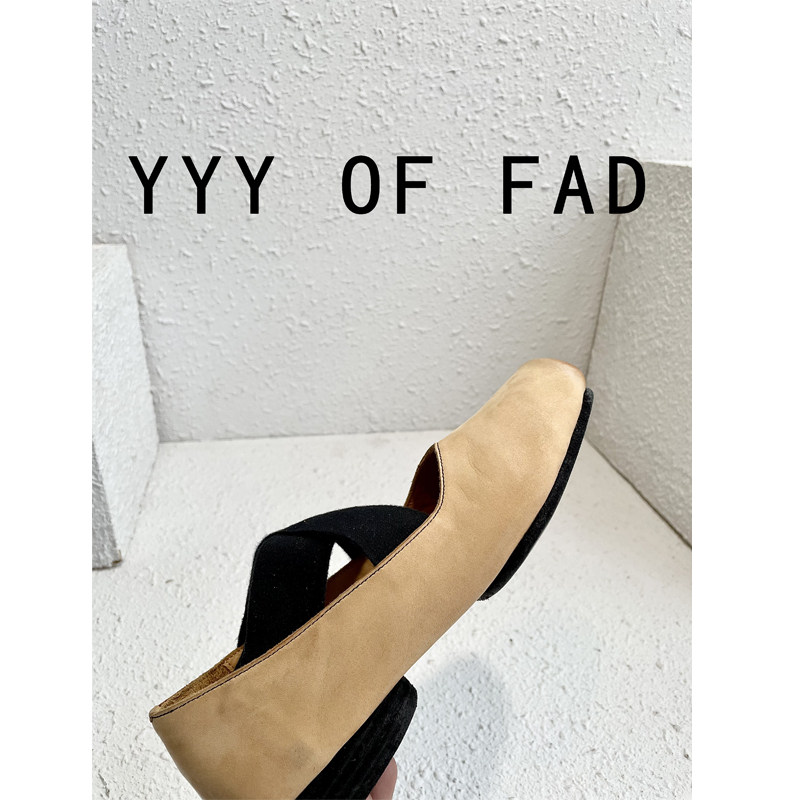 [YYY OF FAD UMA]미디 힐 크로스 스트랩 스퀘어 토 플랫 메리 제인 여성용 빈티지 발레 슈즈