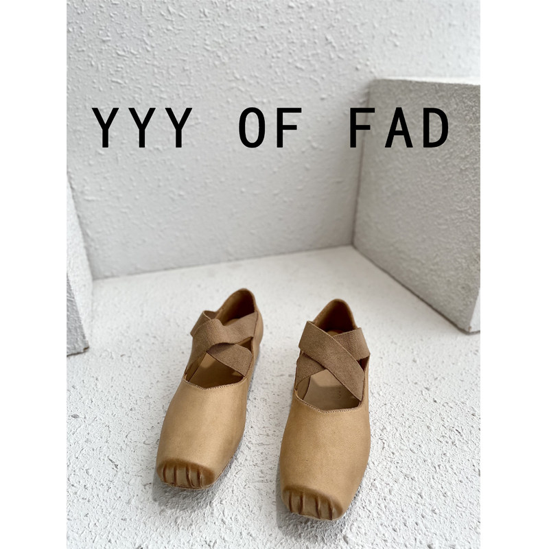 [YYY OF FAD UMA]미디 힐 크로스 스트랩 스퀘어 토 플랫 메리 제인 여성용 빈티지 발레 슈즈