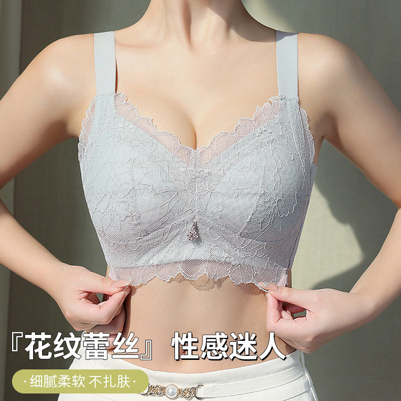 大码内衣女胖mm200斤大胸显小文胸薄款无钢圈全罩杯胸罩收副乳D