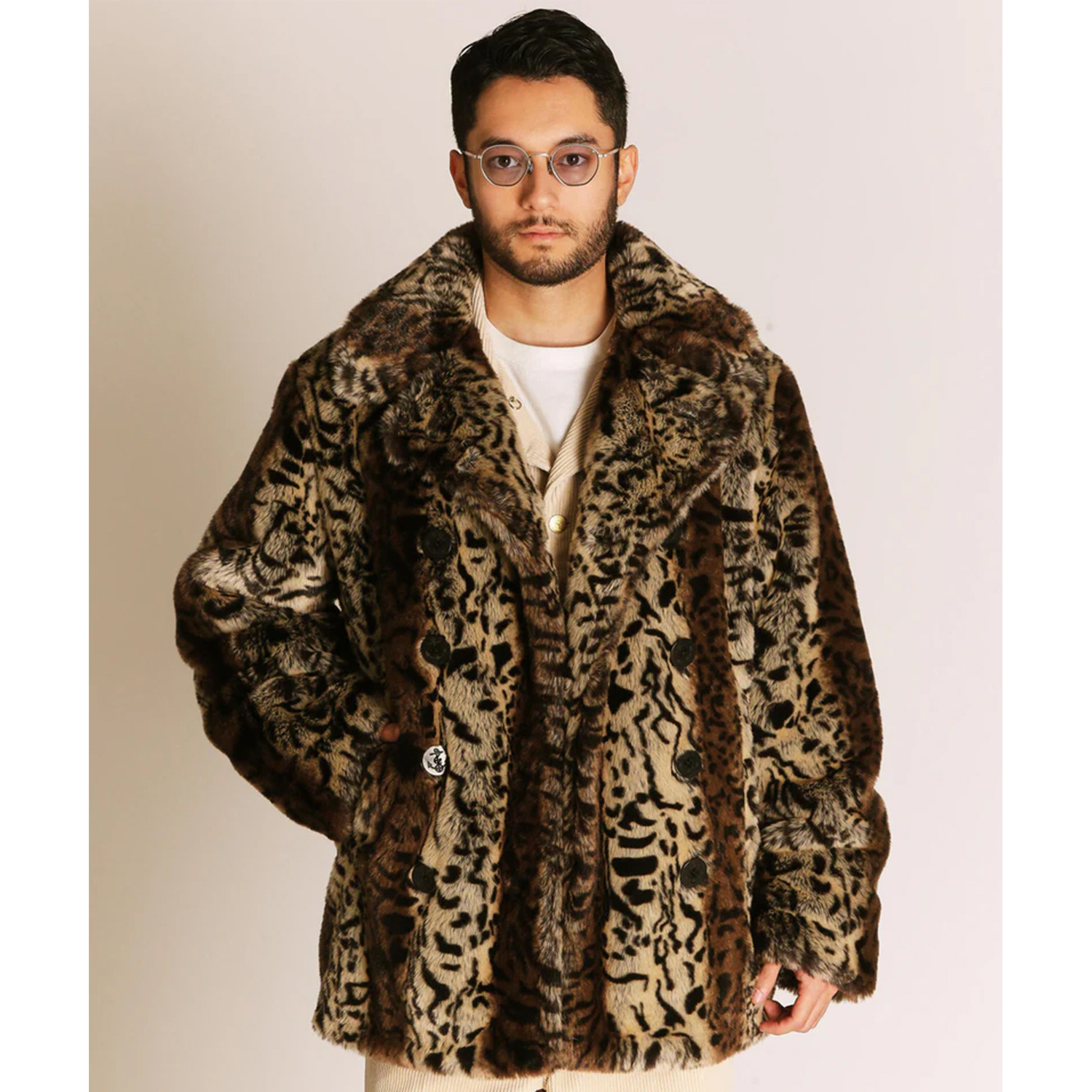 纯原 狠货日版SC*0TT 海军豹纹皮草740大衣夹克美式复古peacoat男